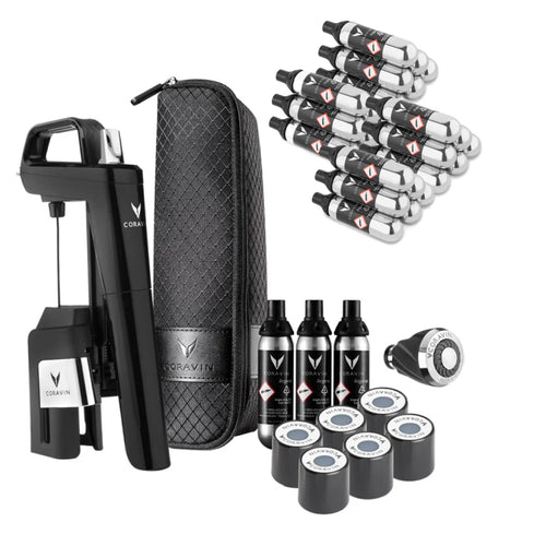 Sistema di conservazione del vino Coravin Timeless Six+ - Nero piano + 24 capsule Pure