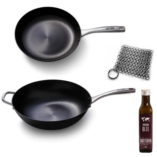 Set di padelle Skottsberg 'Cast Iron' | Con spazzola abrasiva e olio per la stagionatura
