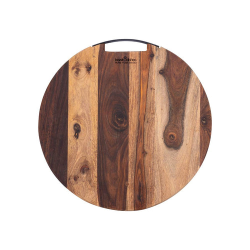 Bowls and Dishes Pure Rose Wood Tagliere rotondo 1 manico in metallo Ø 40 cm