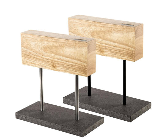 Laguiole Style de Vie Messenblokken Magnetisch messenblok Eiken met natuurstenen voet 8720039624139 MagnEikSteen afbeelding